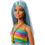 Kép 4/5 - Barbie: Fashionista stílus baba színes csíkos ruhában – Mattel