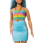 Kép 5/5 - Barbie: Fashionista stílus baba színes csíkos ruhában – Mattel
