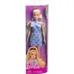 Kép 1/2 - Barbie: Fashionista stílusos szőke baba csokornyakkendő mintás kék ruhában – Mattel