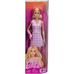 Kép 1/5 - Barbie: Fashionista Barátnők stílusos divatbaba gipszben rózsaszín kockás ruhában – Mattel