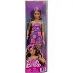 Kép 1/4 - Barbie: Fashionista Barátnők virágos ruhás divatbaba lila tincsekkel – Mattel