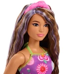 Kép 3/4 - Barbie: Fashionista Barátnők virágos ruhás divatbaba lila tincsekkel – Mattel