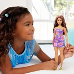 Kép 4/4 - Barbie: Fashionista Barátnők virágos ruhás divatbaba lila tincsekkel – Mattel