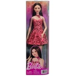 Kép 1/5 - Barbie: Fashionista Barátnők barna hajú stílusos divatbaba leopárdmintás ruhában – Mattel