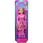 Kép 1/4 - Barbie: Fashionista Barátnők stílusos divatbaba rózsaszín kendőmintás ruhában - Mattel