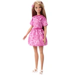 Kép 2/4 - Barbie: Fashionista Barátnők stílusos divatbaba rózsaszín kendőmintás ruhában - Mattel