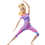 Kép 2/3 - Barbie: Hajlékony jógababa szőke hajjal lila ruhában – Mattel