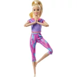 Kép 3/3 - Barbie: Hajlékony jógababa szőke hajjal lila ruhában – Mattel