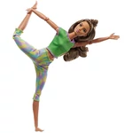 Kép 2/3 - Barbie: Hajlékony jógababa barna hajjal zöld felsőben – Mattel