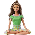 Kép 3/3 - Barbie: Hajlékony jógababa barna hajjal zöld felsőben – Mattel