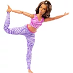 Kép 3/3 - Barbie: Hajlékony jógababa barna hajjal lila nadrágban – Mattel