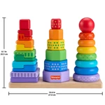 Kép 2/3 - Fisher-Price Színes formaválogató és toronyépítő piramis játékszett – Mattel
