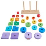 Kép 3/3 - Fisher-Price Színes formaválogató és toronyépítő piramis játékszett – Mattel