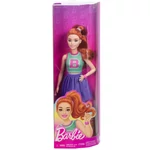 Kép 1/5 - Barbie Fashionista stílusos baba vörös hajjal lila szoknyában – Mattel