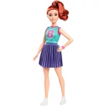 Kép 2/5 - Barbie Fashionista stílusos baba vörös hajjal lila szoknyában – Mattel