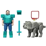 Kép 2/2 - Minecraft: Egy Minecraft film Steve és farkas akciófigura kiegészítőkkel 10 cm – Mattel