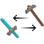 Kép 2/3 - Minecraft: Egy Minecraft film 2 az 1-ben Kattanással átalakítható kard és csákány – Mattel