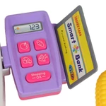 Kép 6/10 - Happy Shopping: Elektronikus fehér-rózsaszín pénztárgép hanggal és kiegészítőkkel 22,5x17 cm