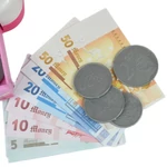 Kép 9/10 - Happy Shopping: Elektronikus fehér-rózsaszín pénztárgép hanggal és kiegészítőkkel 22,5x17 cm