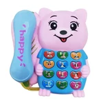 Kép 2/2 - Rózsaszín macis telefon fénnyel és hanggal
