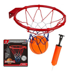 Kép 2/4 - Fém kosárlabda gyűrű szett színes hálóval, labdával és pumpával 24 cm-es