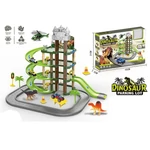 Kép 1/2 - Négy szintes dinoszauruszos parkolóház figurákkal és járművekkel 71 db-os készlet