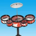 Kép 2/2 - Jazz Drum állványos 6 részes piros játék dobfelszerelés