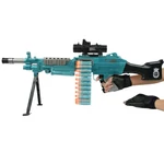 Kép 12/15 - SuperShoot: Elektronikus M249-es szivacslövő gépfegyver töltényekkel és akkuval 81 cm
