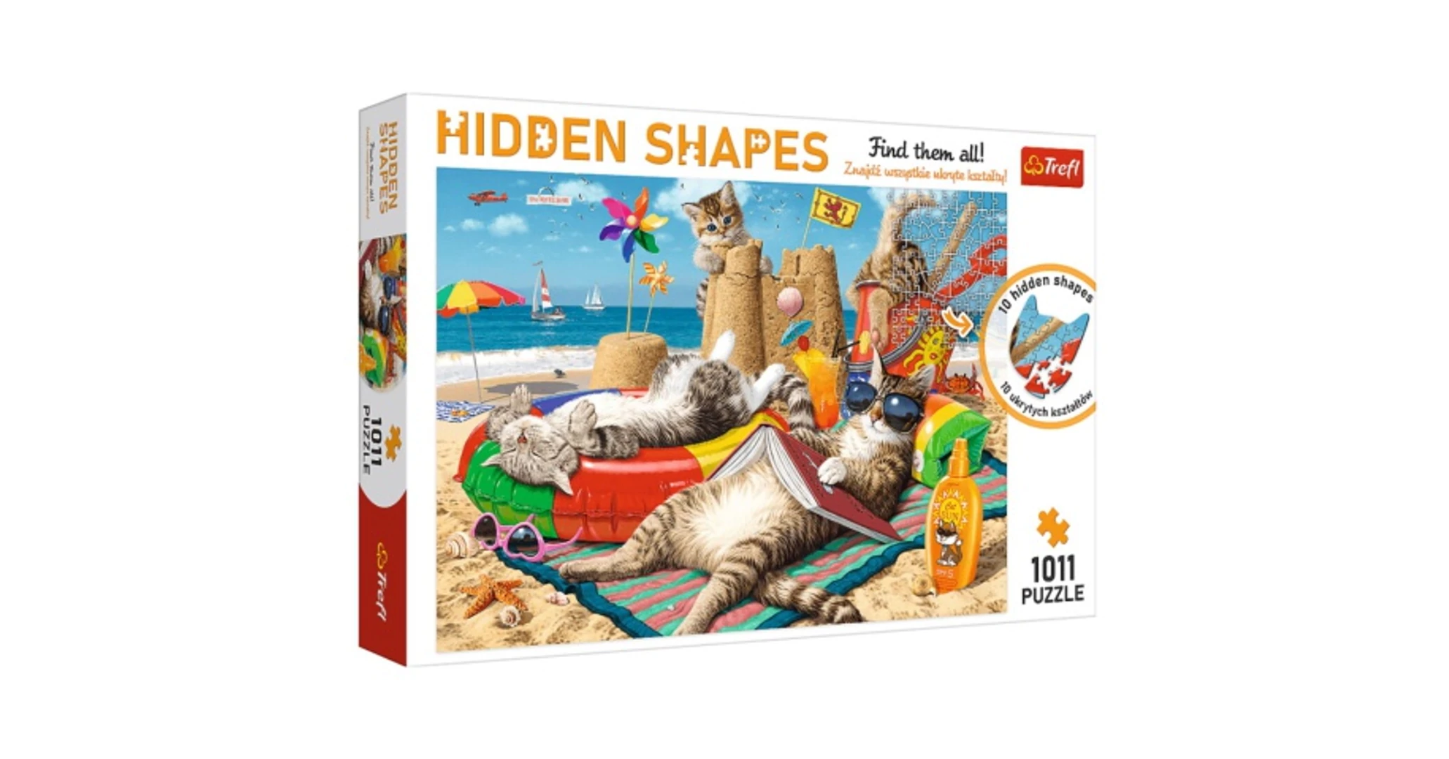 Trefl Puzzle Hidden Shapes Vacanze Dei Gatti – 1000 + 11 Pezzi Con Forme Nascoste, Puzzle Insolito Per Adulti E Bambini 12+