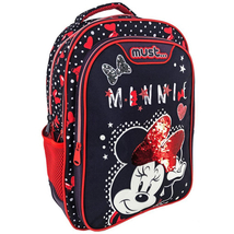 Must: Minnie egeres sötétkék-piros iskolatáska, hátizsák 32×18×43 cm