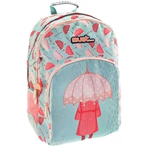 Must: Esernyős három rekeszes iskolatáska, hátizsák 33×16×45 cm