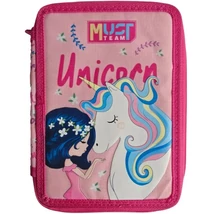 Luna: Must Team unikornis mintás rózsaszín 2 szintes töltött tolltartó 15×5x21 cm