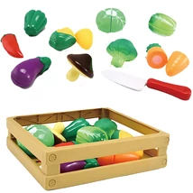 Vágható zöldségek 11 db-os szett ládában késsel