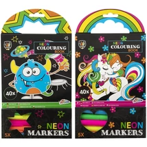 Grafix Neon 40 lapos kifestő készlet 5 db filctollal