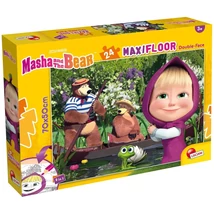 Mása és a medve 2 az 1-ben 24 db-os maxi padló puzzle és színező 70×50 cm – Lisciani