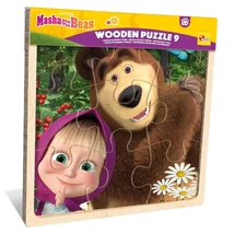 Mása és a Medve 9 db-os fa keretes puzzle – Lisciani