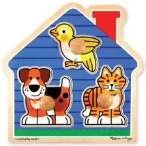 Kiskedvencek fa puzzle fogantyúval – Melissa & Doug