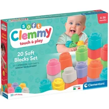 Clemmy: Touch &amp; Play puha színes építőkocka 20 db-os szett – Clementoni