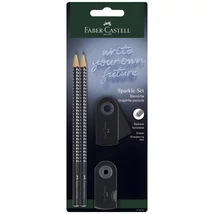 Faber-Castell: GRIP Sparkle 4 db-os fekete grafitceruza szett radírral és hegyezővel