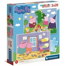 Peppa malac Supercolor 2 az 1-ben puzzle 2×20 db-os – Clementoni