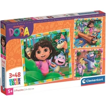 Dóra a felfedező 3×48 db-os Supercolor puzzle – Clementoni