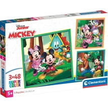 Disney Mickey egér és barátai 3×48 db-os Supercolor puzzle – Clementoni