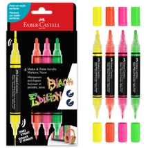 Faber-Castell: Black Edition Shake &amp; Paint 2 végű 3 mm-es és 1 mm-es 4 db-os színes marker szett
