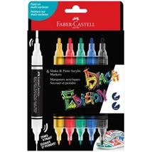 Faber-Castell: Black Edition Shake &amp; Paint 2 végű 3 mm-es és 1 mm-es 6 db-os színes marker szett