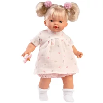 Llorens: Roberta 33 cm-es síró baba cumival virágos ruhában
