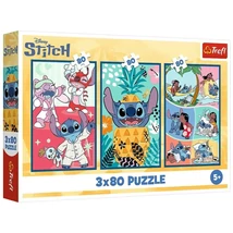 Disney: Stitch világa 3×80 db-os puzzle – Trefl