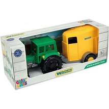 Zöld traktor lovas utánfutóval 38 cm – Wader