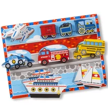 Járműves vastag fa formapuzzle 9 elemmel – Melissa & Doug
