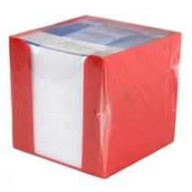 Jegyzettömb piros tartóban 750 lapos 9×9x9 cm