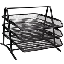 Spirit: Fekete fémhálós, három szintes irattartó tálca